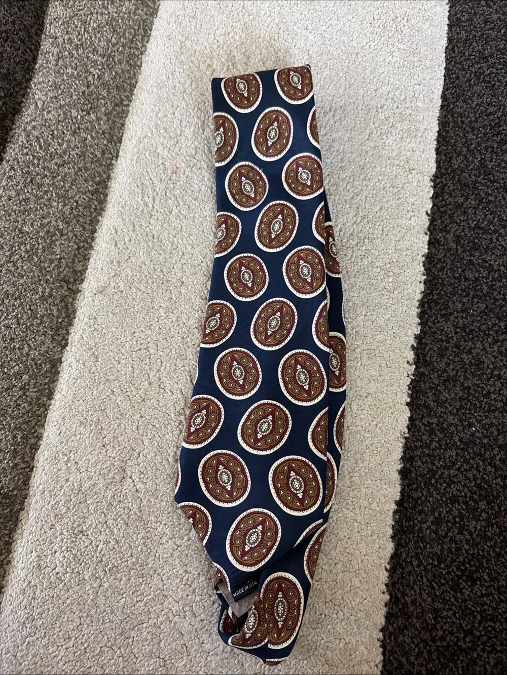 Vintage Christian Dior Silk Tie Navy Geometric Foulard Italy Designer Classic